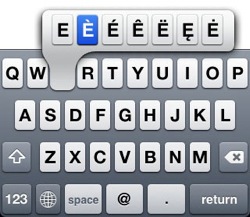 Iphone accented characters