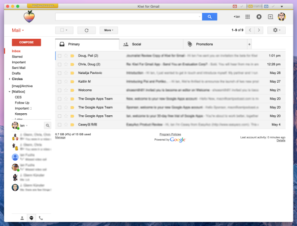 Kiwi for Gmail Inbox View