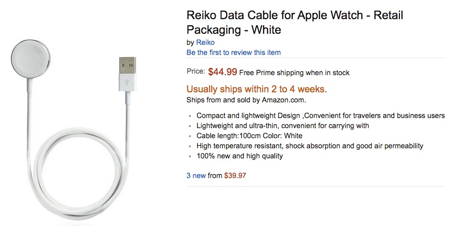 Watch Out for Expensive Knockoffs of Apple Watch Charging Cables on Amazon