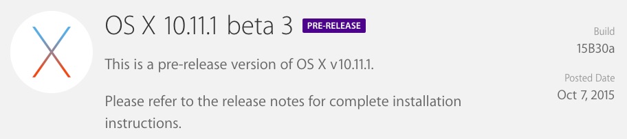 Apple Seeds Beta 3 of OS X 10.11.1 El Capitan to Developers and Public Beta Testers