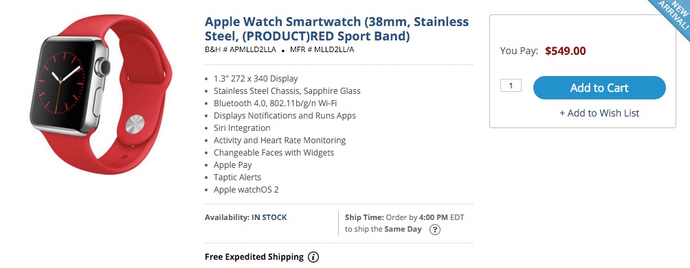 B&H Photo Now Offering Apple Watch In-Store and Online