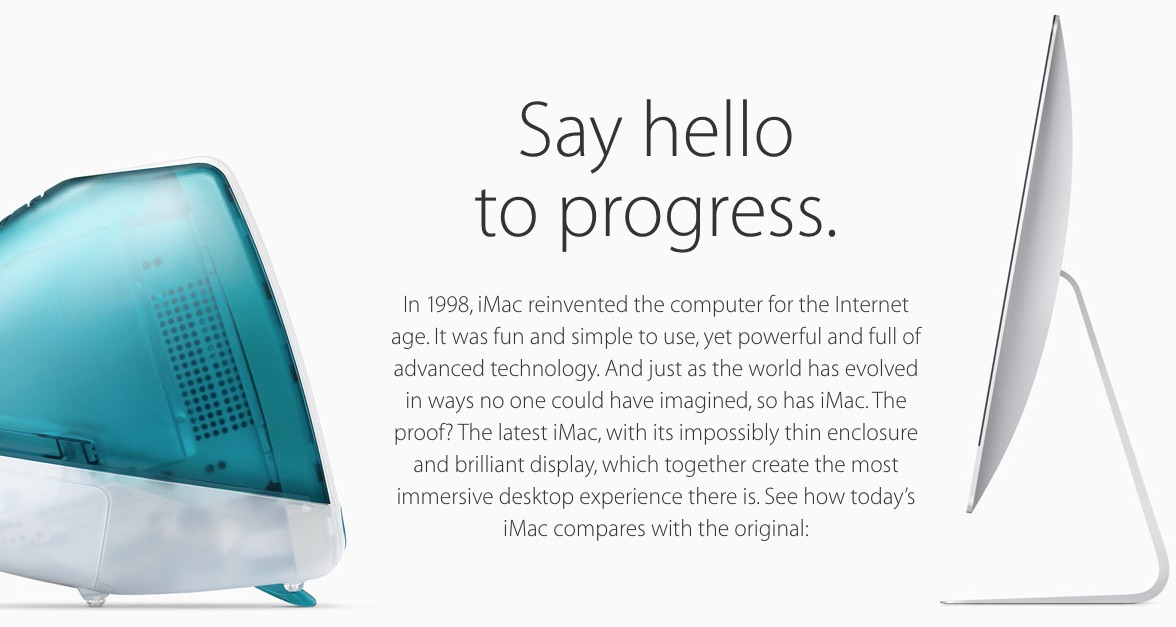 'Then and Now' Apple Comparison of the Original iMac to Today's New Machines