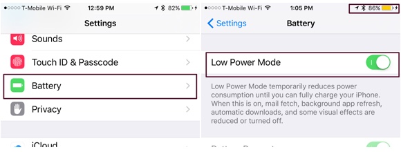 Using iOS 9 Low Power Mode to Extend Your Device's Battery Life