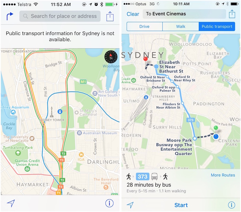Apple Maps Transit Directions Goes Live for Sydney, Australia