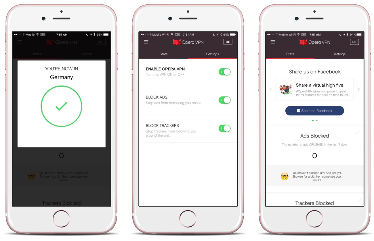 Opera Offers its Free VPN Service to iOS Users