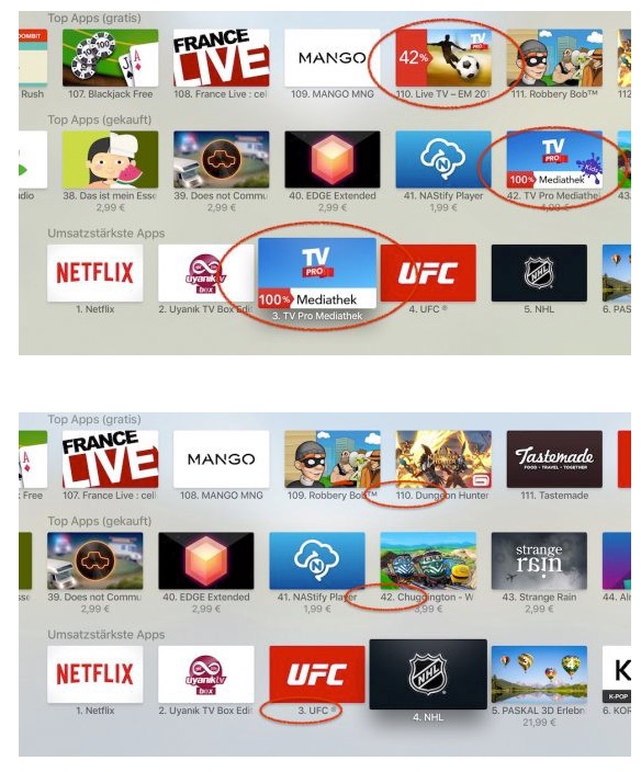Apple TV App Store Now Hides Installed Apps in Top Charts