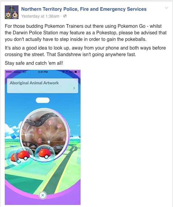 Australian Police Caution Pokémon GO Players to Exercise Caution While Trying to "Catch em All!"