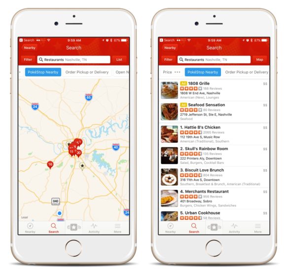 Yelp App Adds 'PokéStop Nearby' Filter to App and Website Listings