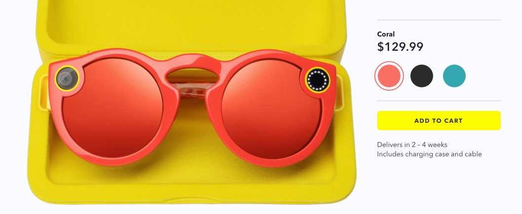 Snap's $130 Spectacles Now Available Online