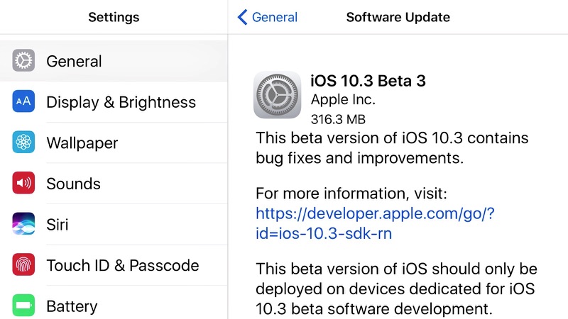 Apple Seeds Third Beta of iOS 10.3 to Developers for Testing