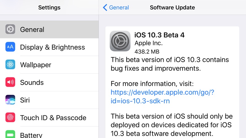 Apple Seeds Fourth Beta of iOS 10.3 to Developers for Testing