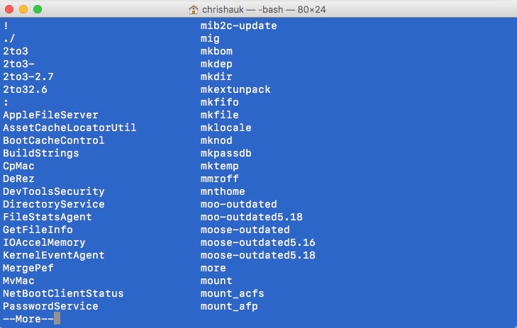 How to List All of the Available Mac Terminal Commands