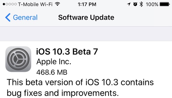 Apple Seeds Seventh Beta of iOS 10.3 to Developers and Public Beta Testers