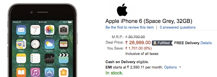 Amazon India Begins Offering 32GB iPhone 6 to Customers
