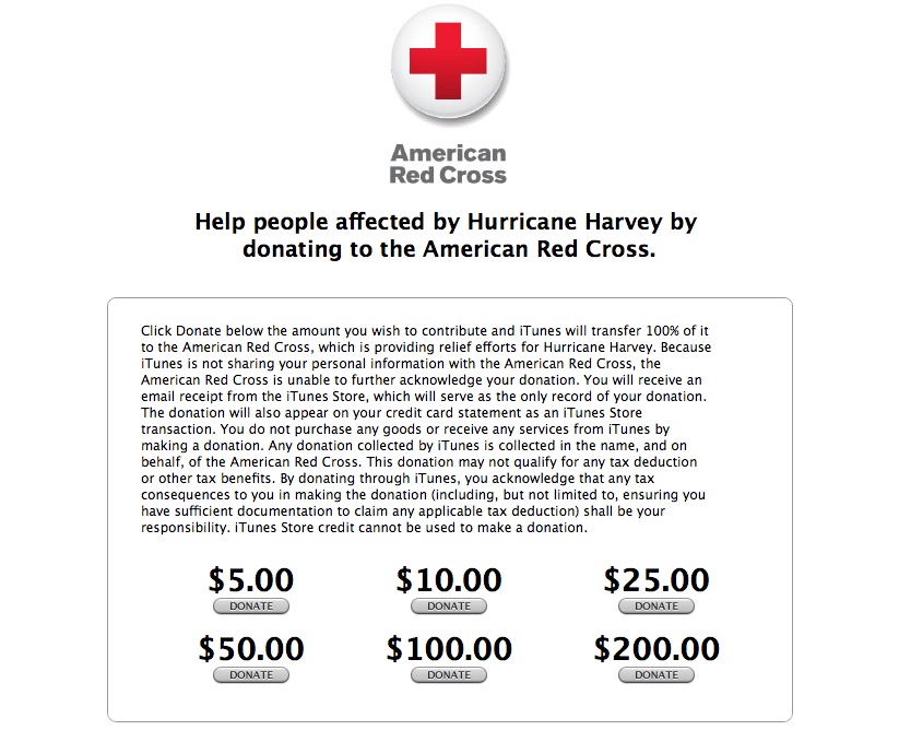 Apple Now Accepting Donations for Red Cross Hurricane Harvey Relief Efforts