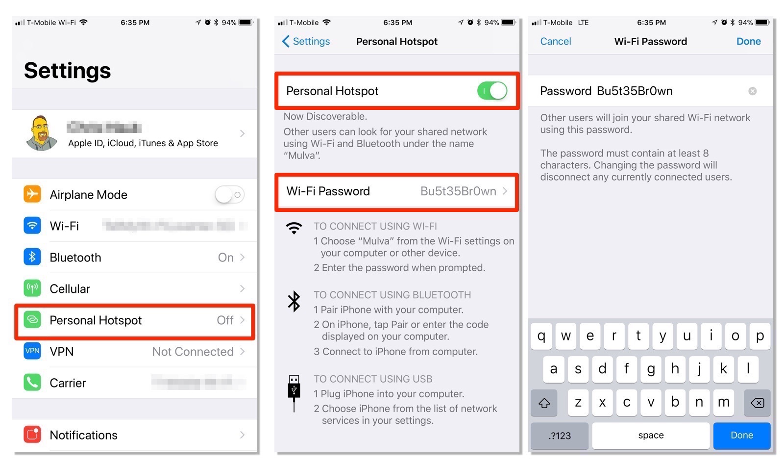 Personal hotspot on iPhone or iPad