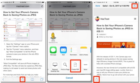 How To Save a Safari Webpage as a PDF with iOS 11