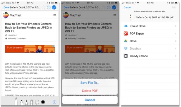 How To Save a Safari Webpage as a PDF with iOS 11