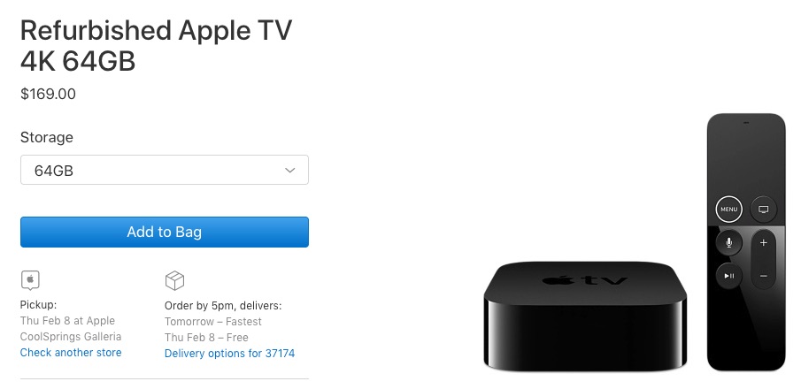 Apple Now Offering Refurbished Apple TV 4K - For Sale From $149