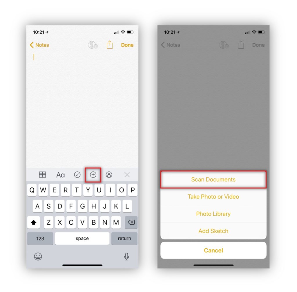 How To Scan A Document Using Notes on iOS