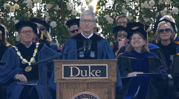 Tim Cook Delivers 2018 Duke Commencement Address: ‘Think Different’
