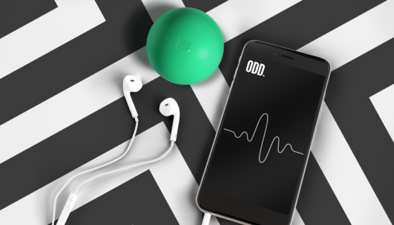Oddball with smartphone and headphones