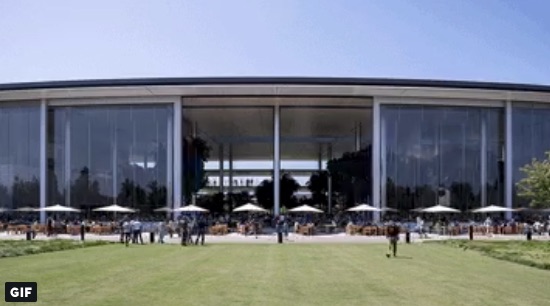 Apple CEO Tim Cook Shares a Look at Apple Park’s 3-Story Lunchroom Door Opening