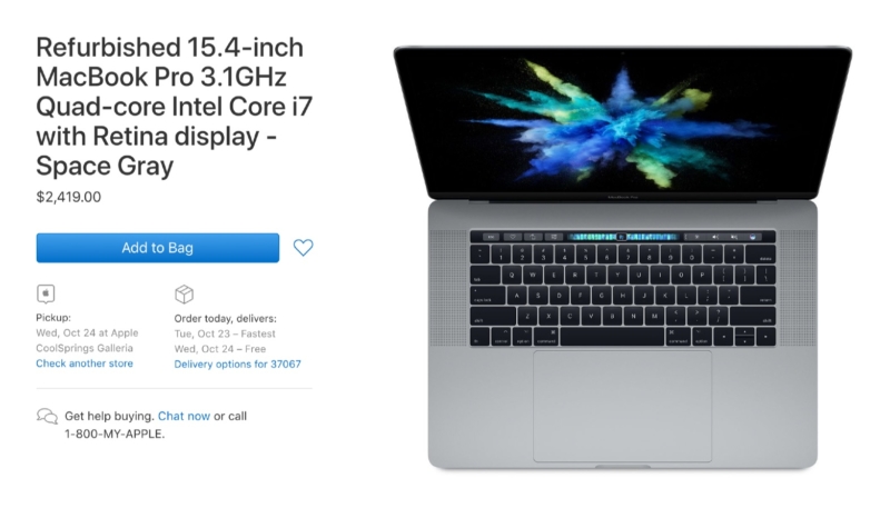 Apple Begins Selling Refurbished 2018 13-Inch & 15-Inch MacBook Pro Models