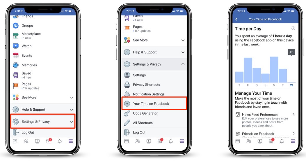 Facebook's New ‘Your Time on Facebook’ Feature Tracks How Long You Spend in the App