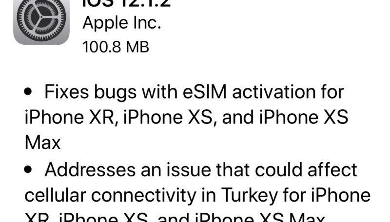 Apple Releases iOS 12.1.2 for iPhones – Provides eSIM Bug Fixes