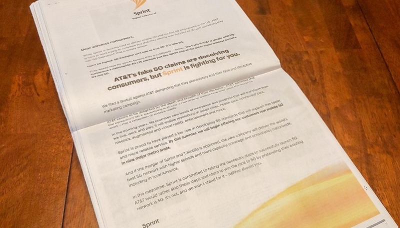 Sprint Posts an ‘Open Letter’ Deriding AT&T for its ‘5G E’ Branding of ‘Fake 5G’
