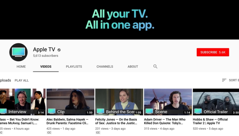 Apple Debuts New ‘Apple TV’ YouTube Channel – Offers Behind-the-Scenes Videos, Trailers, and More