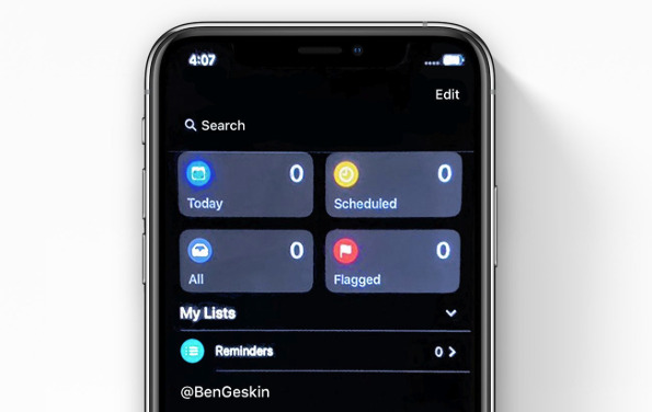 New Image Said to Show Off iOS 13 ‘Dark Mode’ and New Reminders App