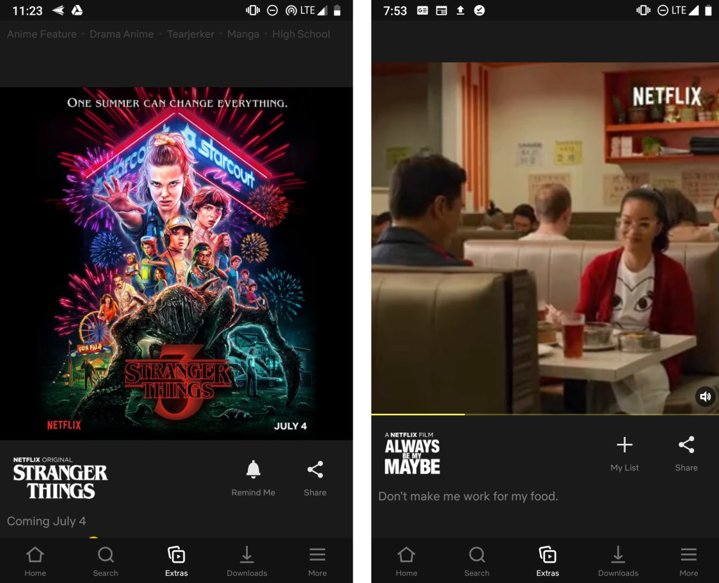 Netflix Testing 'Extras' Tab in Mobile App