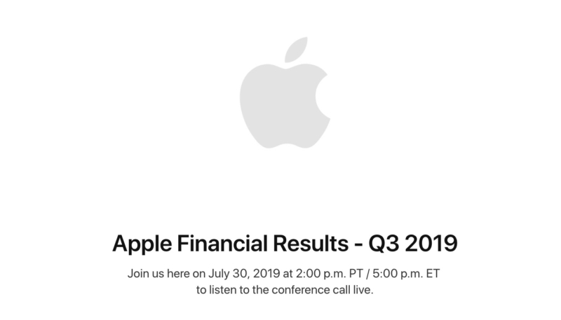 Apple to Announce Q3 2019 Earnings on July 30