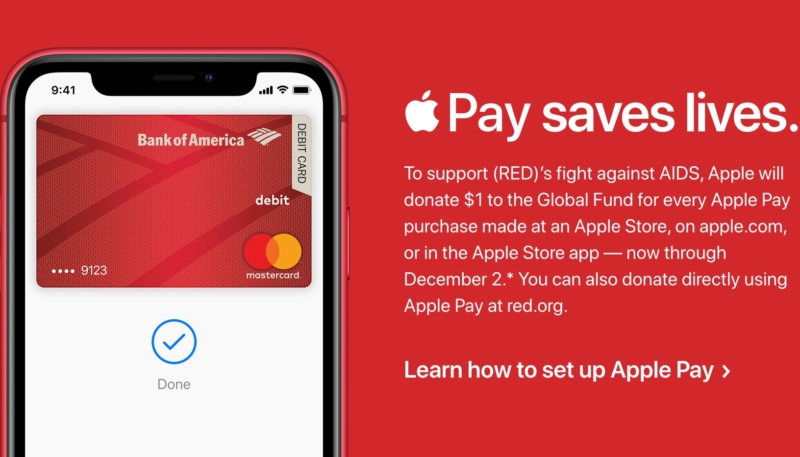 Apple to Donate $1 to (RED) for Each Apple Store Purchase Made With Apple Pay Ahead of World AIDS Day
