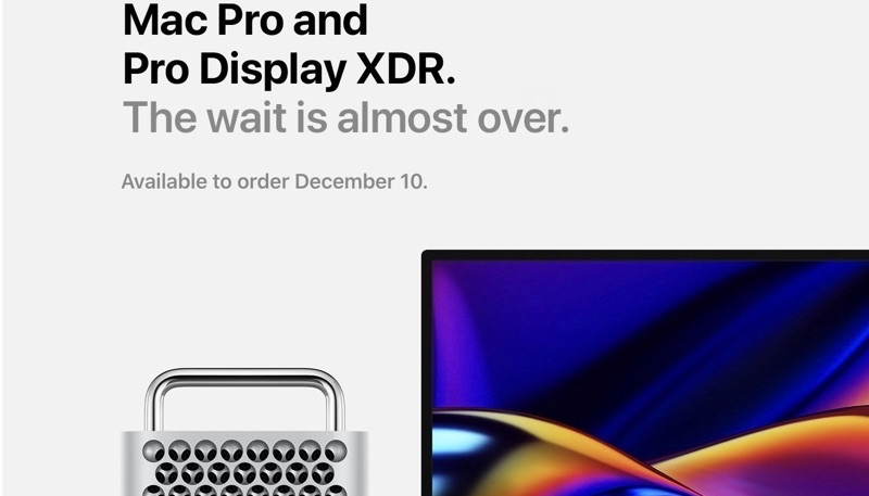 Mac Pro and Pro Display XDR to be Available for Order on December 10