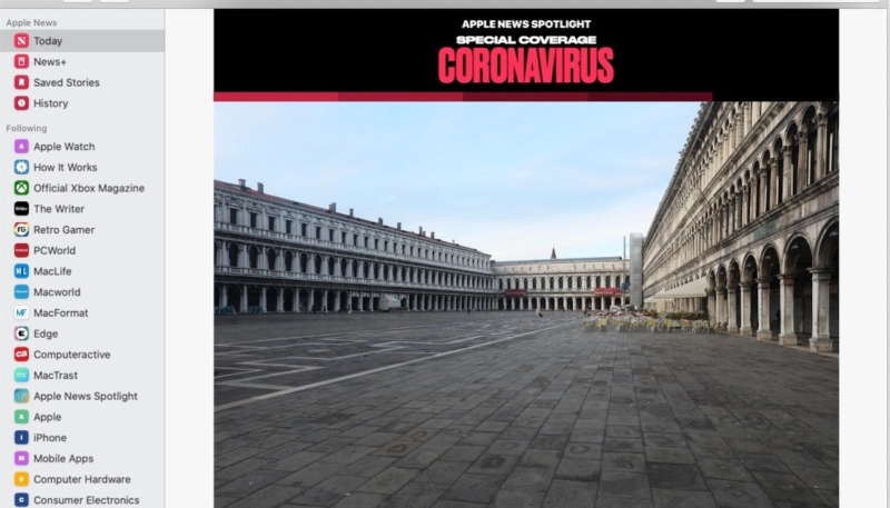 Apple News Service Adds Coronavirus Special Coverage Section