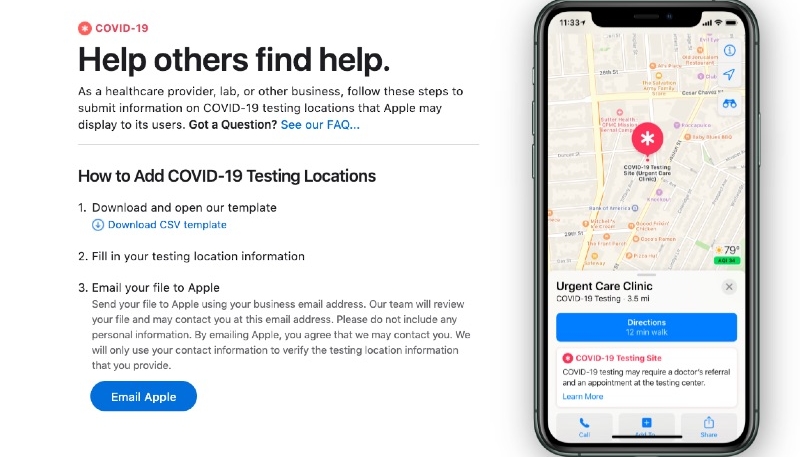 Apple Maps to Soon Directly Display COVID-19 Testing Locations