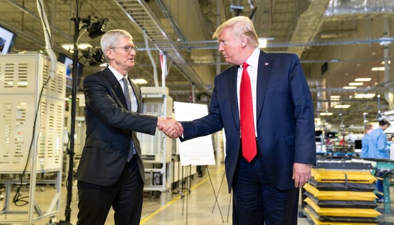 President Trump Says Apple CEO Tim Cook See the Economy Having a V-Shaped Recovery