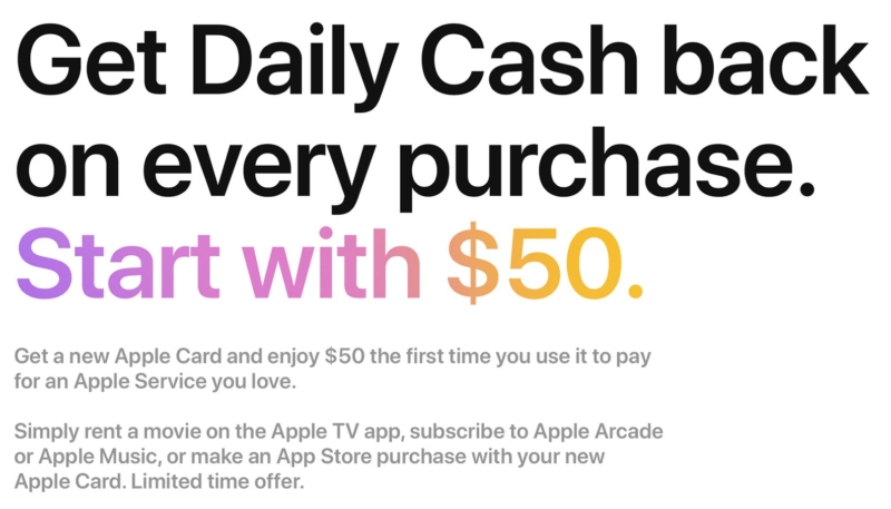 New Apple Card Holders Can Score $50 Daily Cash Bonus for First Apple Services Purchase