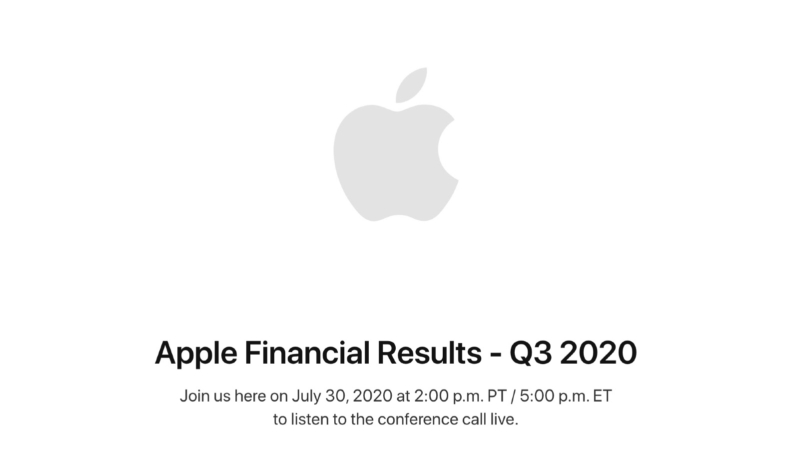 Apple Will Announce Its Q3 2020 Earnings on July 30