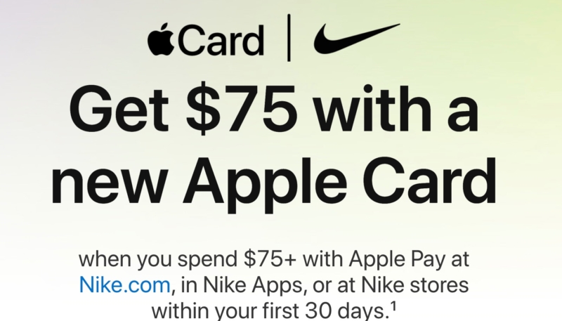 New Apple Card Users Can Get $75 Cash Back When Spending $75 or More on Nike Products