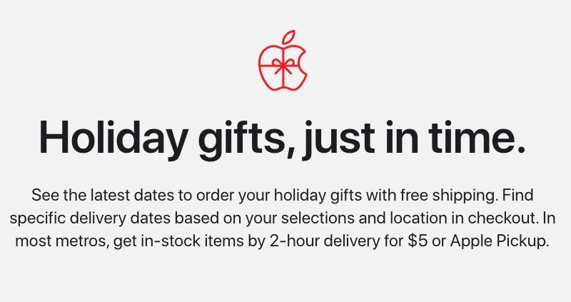 Apple Offering Two-Hour Delivery For $5 During Holiday Shopping Season