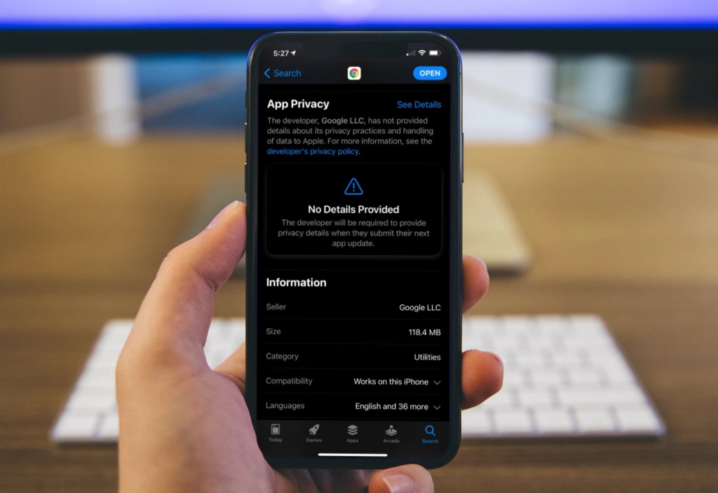 Google App Privacy Label - MacTrast
