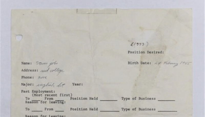 1973 Steve Jobs Employment Application Goes for $222,400 at London Auction