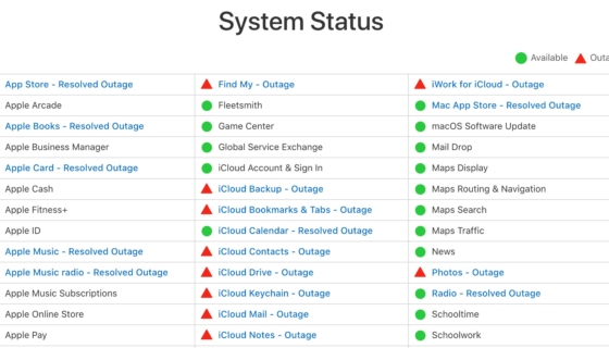 Apple Support - System Status