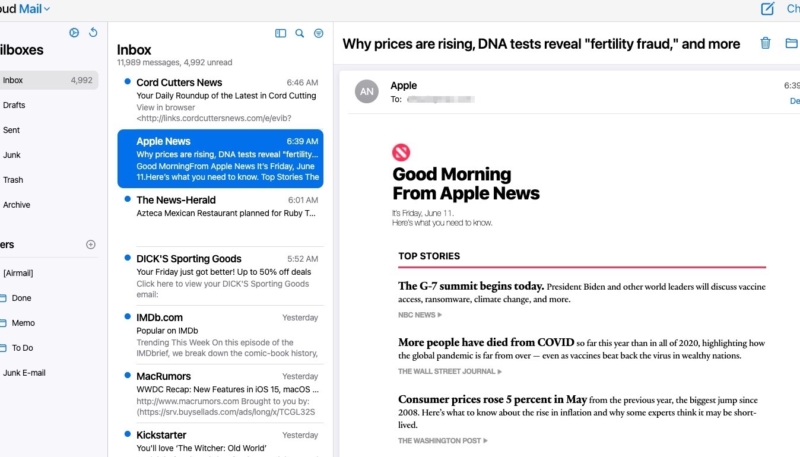 Apple Begins Testing Redesigned iCloud Mail for Web