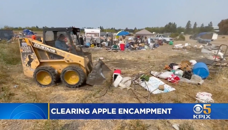Crews Begin Clearing Homeless Encampment, 60 Homeless Being Relocated From Apple Land
