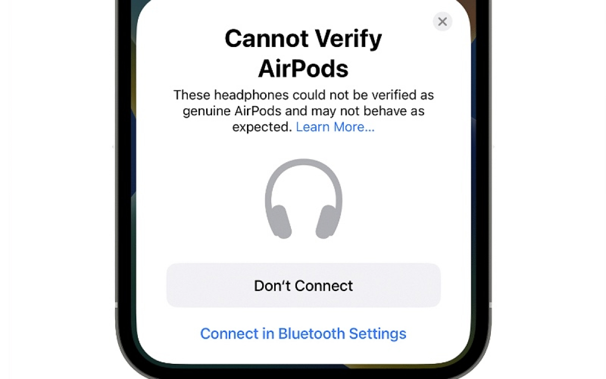 Apple  純正 AirPods 機種不明 Apple Explains iOS 16's 'Cannot Verify AirPods' Alert When Fake